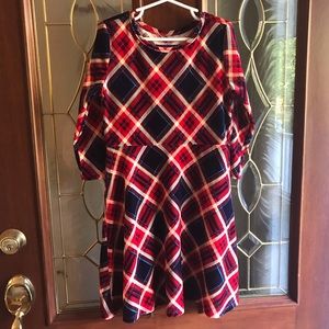 Simply Styled Stretchy Velour Christmas Holiday Plaid Dress Size Small (7/8)